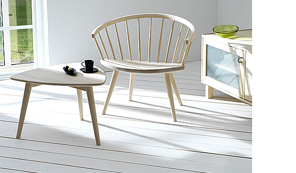 Arka lounge chair, with Yngve side table and Vista sideboard, by Yngve Ekström / Stolab.