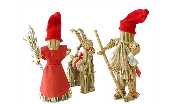 Traditional Scandinavian Christmas decorations.