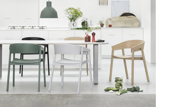 Cover arm chair, seen here with 70/70 table and unfold lamp, by Thomas Bentzen / Muuto.