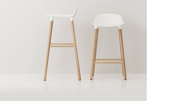 Form, bar stool with wood legs, by Simon Legald / Normann-Copenhagen.