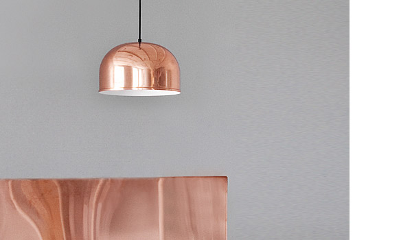 GM 30 hanging lamps, shown here in copper, by Grethe Meyer / Menu.