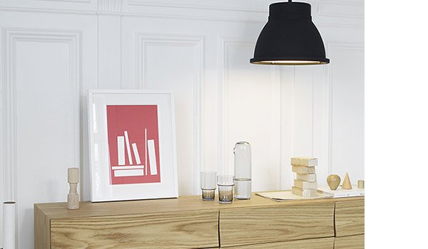 I'm Bo glass carafe, shown here on reflect side board, by Norway Says / Muuto.