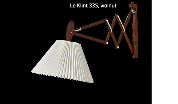 Le Klint 334, walnut lamp (aka the Scissor lamp), seen here in beech wood, by Erik Hansen / Le Klint.