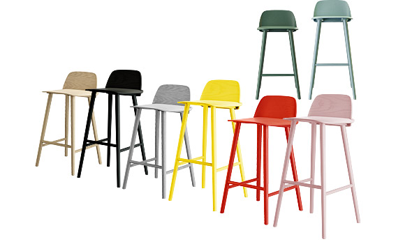 Nerd bar stool, available in two sizes and many colours, by David Geckeler / Muuto.