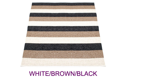 SALE! SEB rug, 140 x 200 cm, white/brown/black. Produced by Pappelina, Sweden.