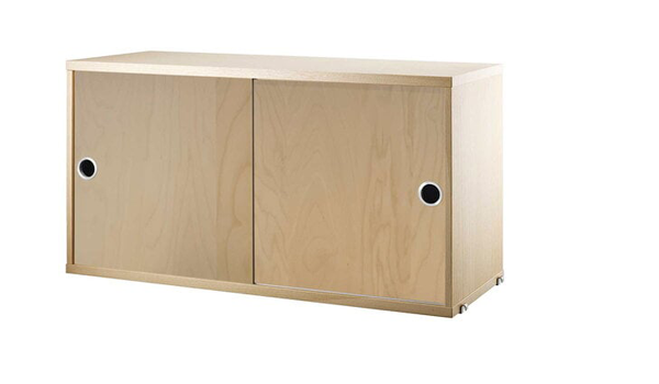 SALE! String birch cabinet with sliding doors.