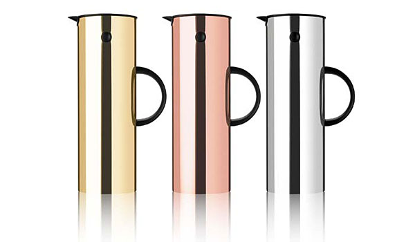 EM77, 1 liter thermo by Erik Magnussen/Stelton, stainless steel with brass, copper or mirror coating.