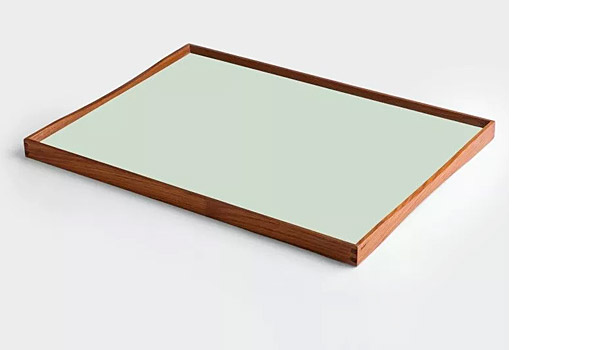 Turning Tray serving tray, here the large version in husky green, by Finn Juhl / Architect Made.