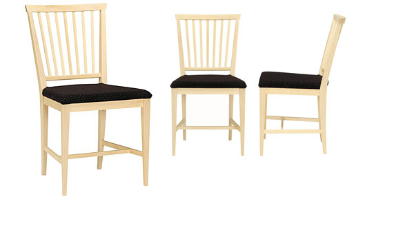 Vardags, dining chair seen from different views, by Carl Malmsten / Stolab.