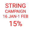 Link to String 15% discount campaign 16 January – 01 February 2026, including all String System, String Pocket, String Works and String Relief.