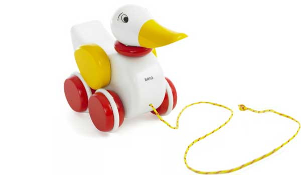 Brio duck, pull-along toy