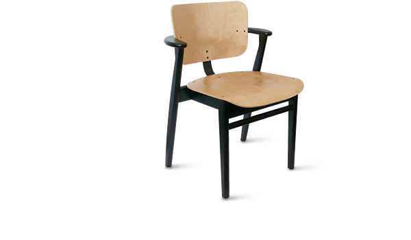 Domus chair, with black seat and birch frame, designed by Ilmari Tapiovaara / Artek.