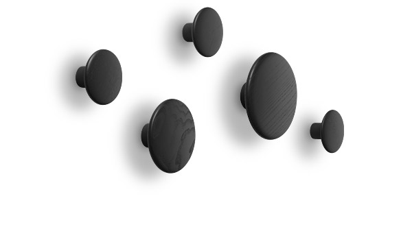 Dots coat hangers, 5-set black stained ash by Tveit & Tornøe / Muuto.