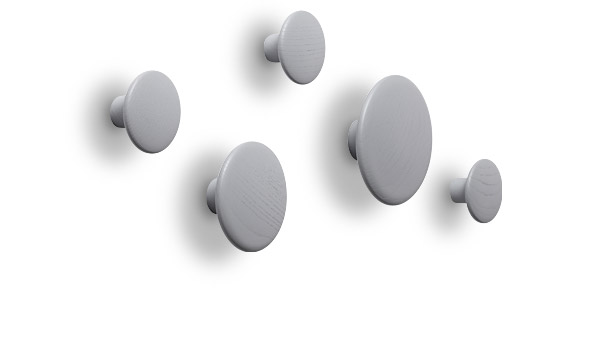 Dots coat hangers, 5-set grey stained ash by Tveit & Tornøe / Muuto.