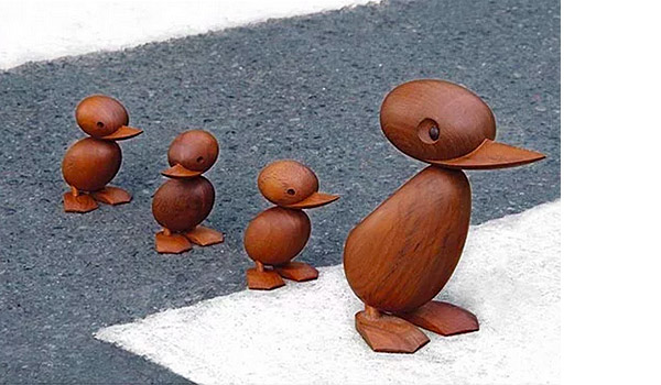 Duck and ducklings, at zebra crossing, by Hans Bølling / ArchitectMade.