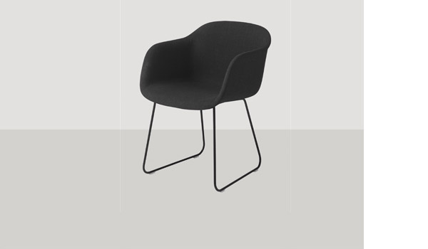Fiber chair, here upholstered with remix 183 and black sled base, by Iskos-Berlin / Muuto.