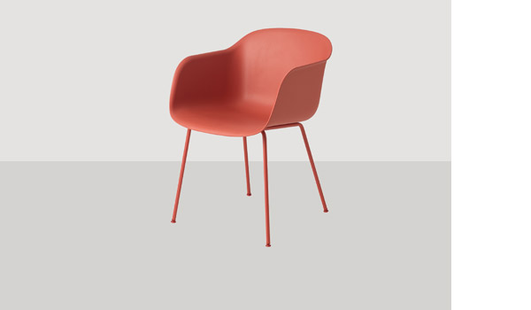 Fiber chair, here with red shell and red sled base, by Iskos-Berlin / Muuto.