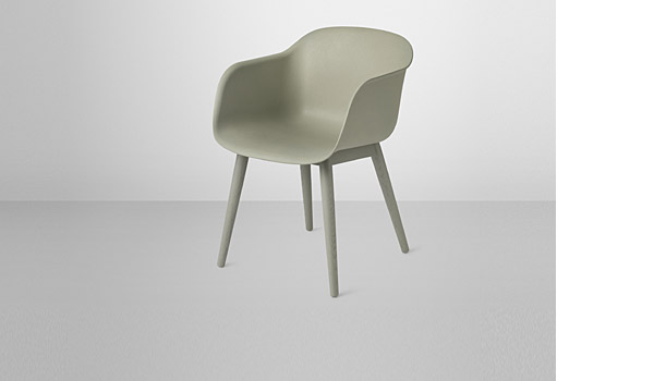 Fiber chair, here with green shell and green wood base, by Iskos-Berlin / Muuto.