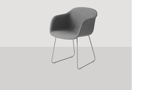 Fiber chair, here upholstered with remix 133 and grey sled base, by Iskos-Berlin / Muuto.