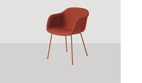 Fiber chair, here upholstered with remix 643 and red sled base, by Iskos-Berlin / Muuto.