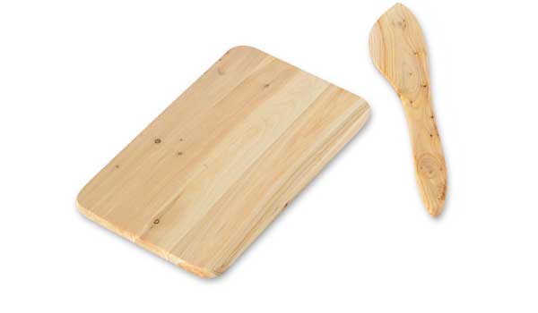 Butter knife and board made from juniper wood