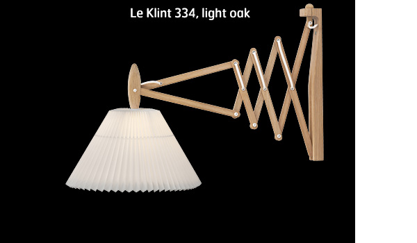 Le Klint 334, wall lamp (aka the Scissor lamp), seen here in light oak wood, by Erik Hansen / Le Klint.