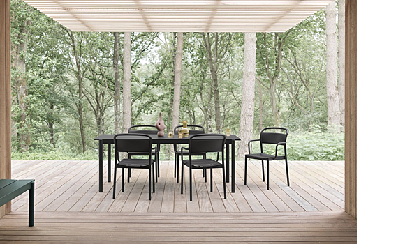 Linear steel, outdoor furniture by Thomas Bentzen / Muuto.
