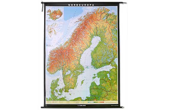 Wall map of Scandinavia