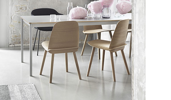 Nerd chair, seen here with base table and fiber chair, by David Geckeler / Muuto.