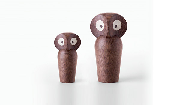 Owls, available in natural or smoked oak in two sizes, by Paul Anker Hansen / ArchitectMade.