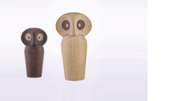 Owls, available in natural or smoked oak in two sizes, by Paul Anker Hansen / ArchitectMade.