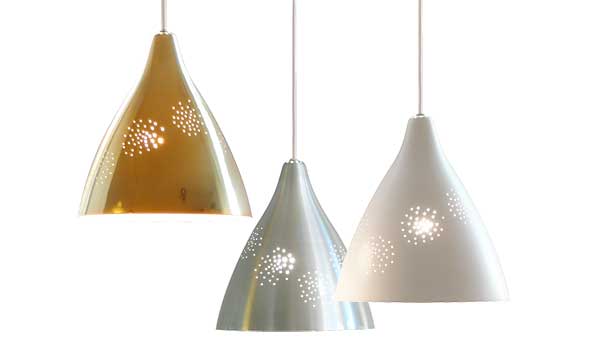 Lisa, hanging lamps (Ø265 m/m) available in white, brass and aluminium finish, by Lisa Johansson-Pape / Innolux.