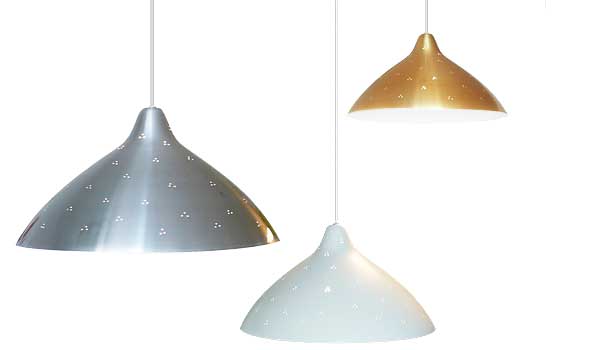 Lisa, hanging lamps (Ø445 m/m) available in white, brass and aluminium finish, by Lisa Johansson-Pape / Innolux.