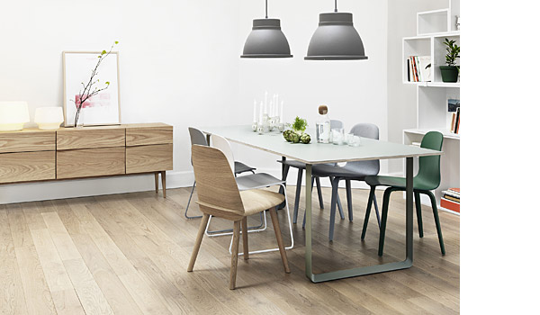 Reflect sideboard, here seen with 70/70 table, studio lamps, visu and nerd chairs, by Søren Rose / Muuto.