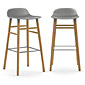 SALE! Form bar hocker. Grey seat, oak legs with a seat height of 75 cm. Produced by Normann Copenhagen. Condition = new!