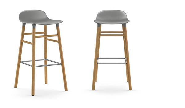 SALE! Form, bar stool with grey seat and oak wood legs, by Simon Legald / Normann-Copenhagen.