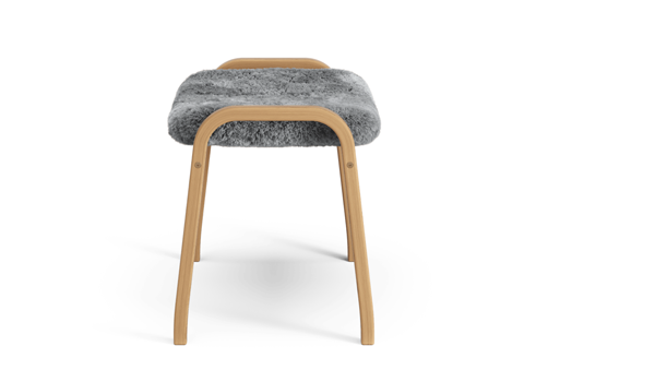 20% SALE! Swedese Lamino footstool. Oil treated oak frame upholstered with scandinavian grey sheepskin. Made by Swedese, Sweden.
