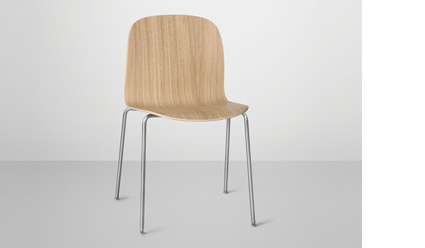 SALE Visu, chair with chrome legs and oak seat, by Mika Tolvanen / Muuto.