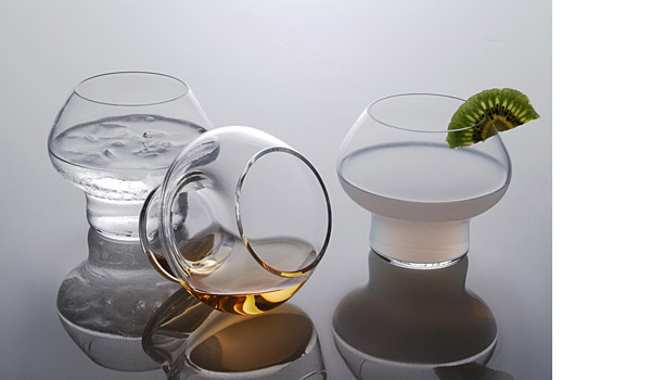Spring, set of two, mouth blown glasses by Jørn Utzon / Architect Made.