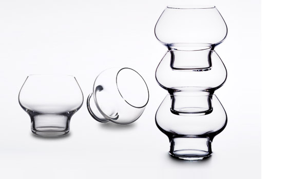Spring, set of two stackable, mouth blown glasses by Jørn Utzon / Architect Made.