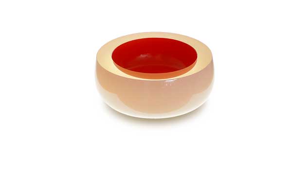 Orange / sand coloured glass bowl by Tora Urup