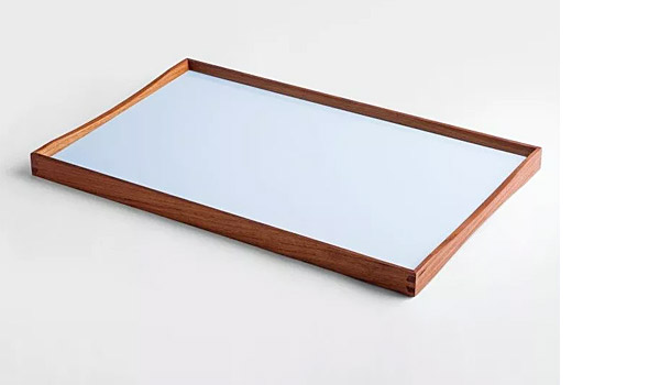 Turning Tray serving tray, here the medium version in angel blue, by Finn Juhl / Architect Made.