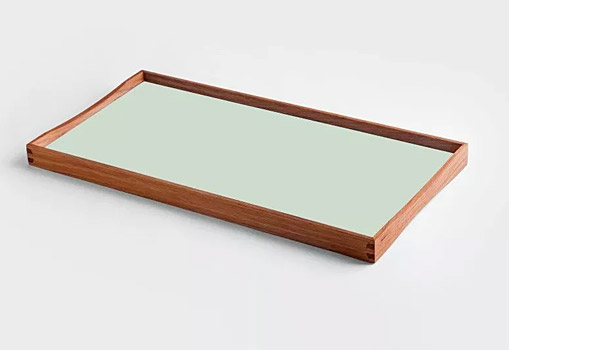 Turning Tray serving tray, here the small version in husky green, by Finn Juhl / Architect Made.