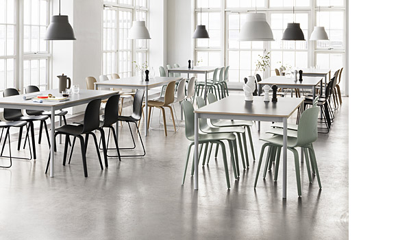 Visu chair, here with base table and studio lamp, by Mika Tolvanen / Muuto.