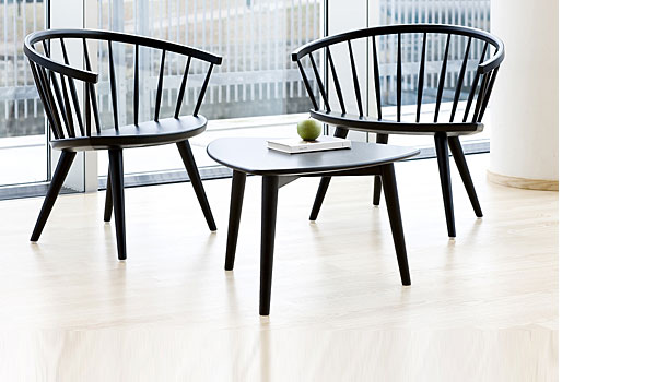 Yngve sidetable, with Arka lounge chair, by Marit Stigsdotter / Stolab.